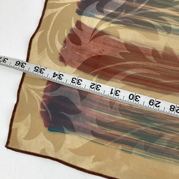 Kevin O’Brien Womens Hand Painted Silk Jacquard Scarf Gold Multi 14 x 72 - Picture 9 of 13